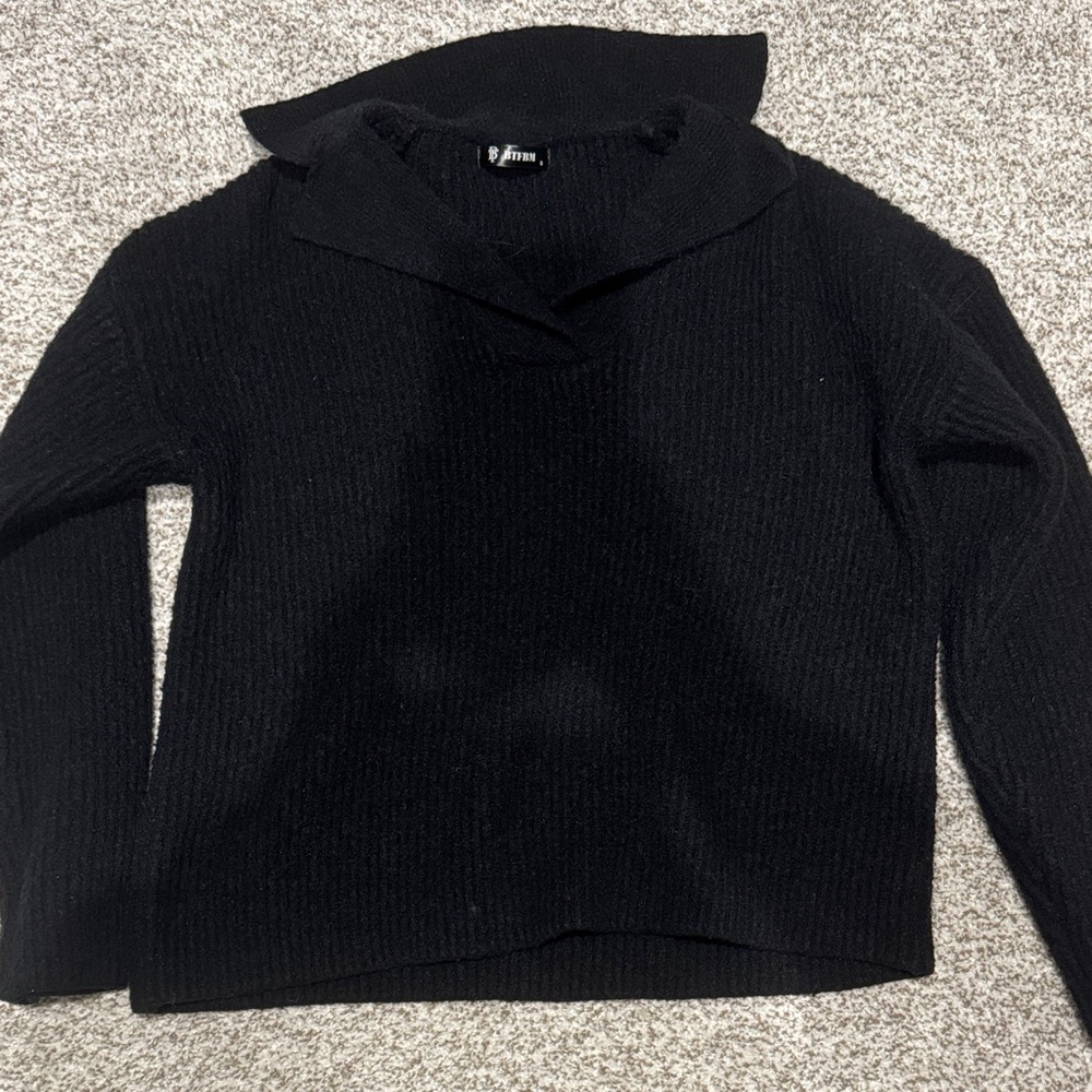 Elegant Black Cowl Neck Sweater